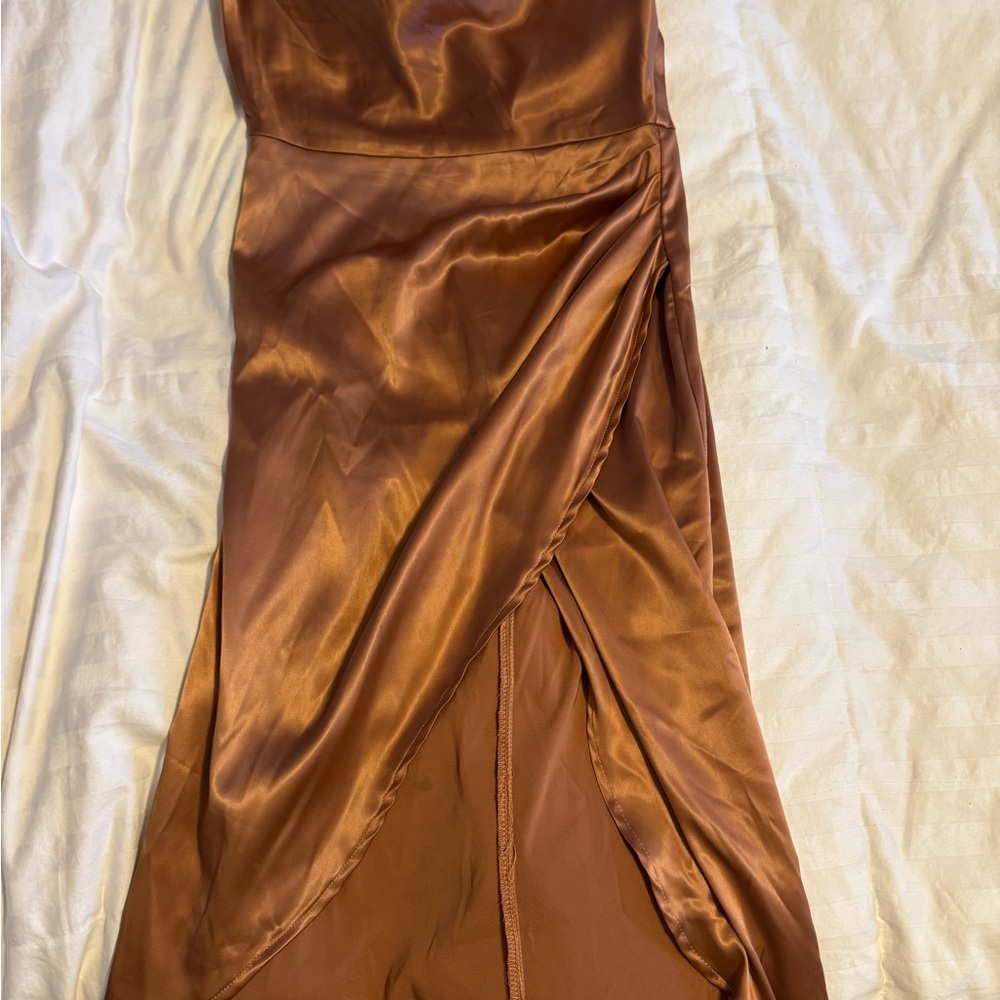Elegant Copper Satin Dress